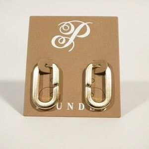 Gold Paperclip Link Earrings | Modern Minimalist Square Hoop Statement Jewelry